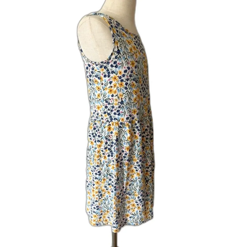 White Spring Flowers Girls Sleeveless Floral Sundress by Old Navy sz Large 10/12